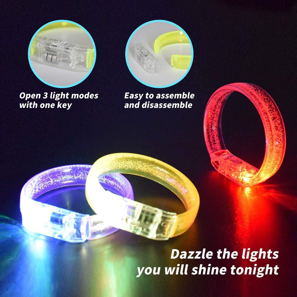 ZYOZ LED Flat Light Up Bracelets | Flashing Glow Party Wristbands Rave Bracelets 2pc
