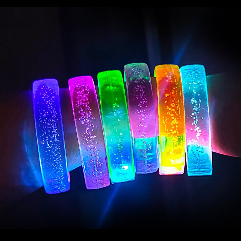 ZYOZ LED Flat Light Up Bracelets | Flashing Glow Party Wristbands Rave Bracelets 2pc Main image