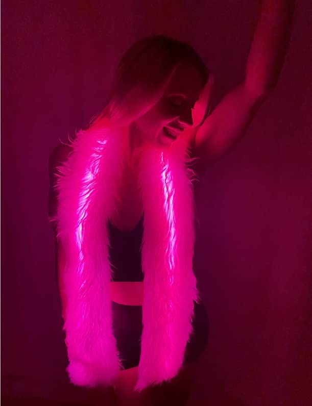 Led Scarf Light Up Fur Boa Glow Up Flashing Fun Novelty Scarves For Rave Accessory Clothing Outfit Burning Man Costume Festival Party