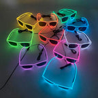 Zyoz Neon EL Wire LED Glasses | Glow-in-the-Dark Light-Up Sunglasses for Raves & Festivals (BLACK LANCE)