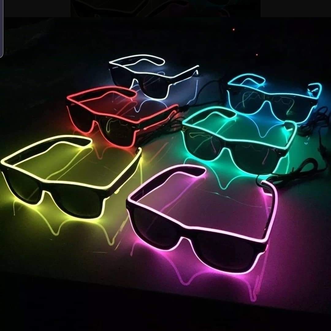 Zyoz Neon EL Wire LED Glasses | Glow-in-the-Dark Light-Up Sunglasses for Raves & Festivals (BLACK LANCE) Main image