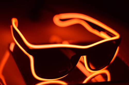 Zyoz Neon EL Wire LED Glasses | Glow-in-the-Dark Light-Up Sunglasses for Raves & Festivals (BLACK LANCE)