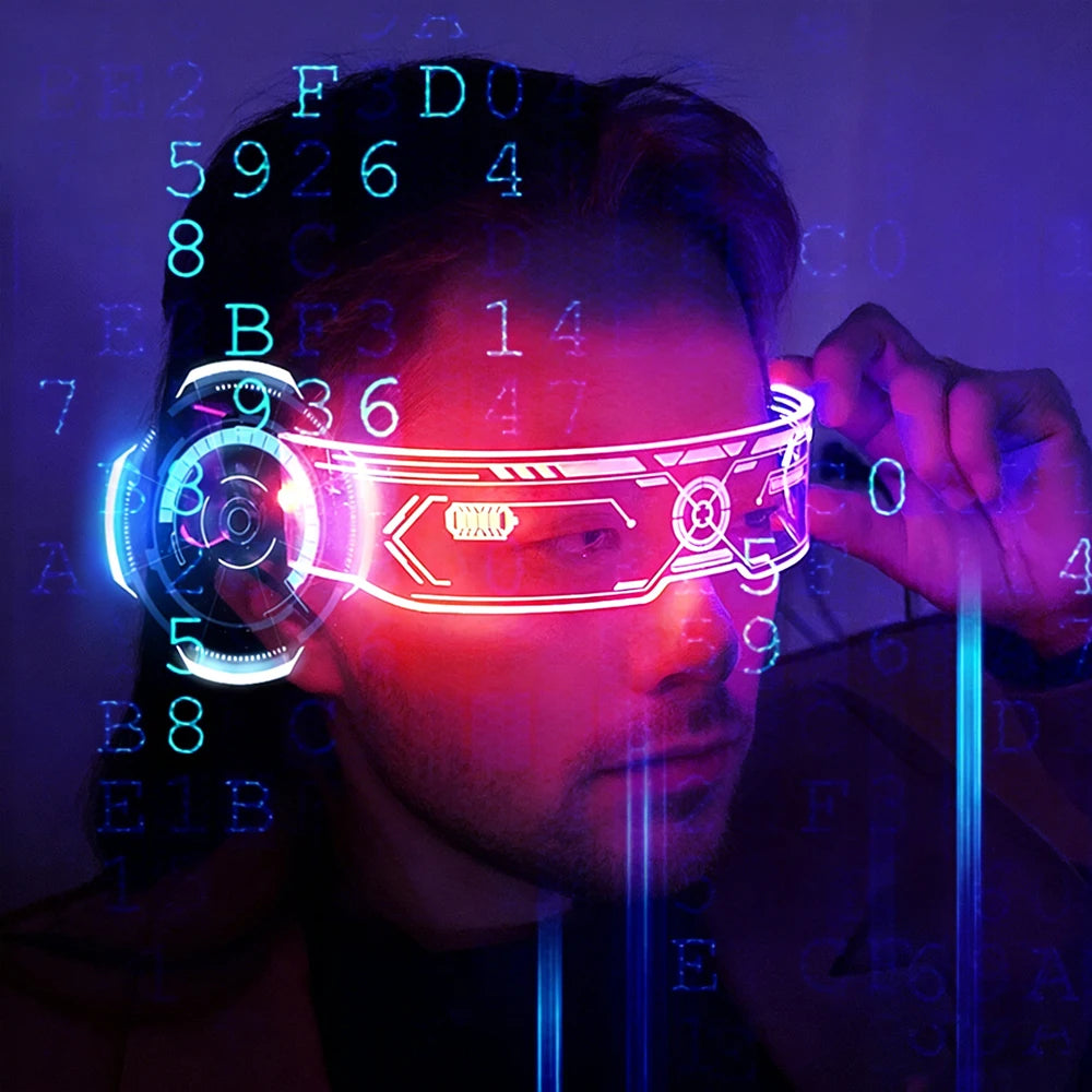 Zyoz™ Cyberpunk LED Wireless Visor Glasses – Futuristic Engraved Glowing Party Glasses Main image