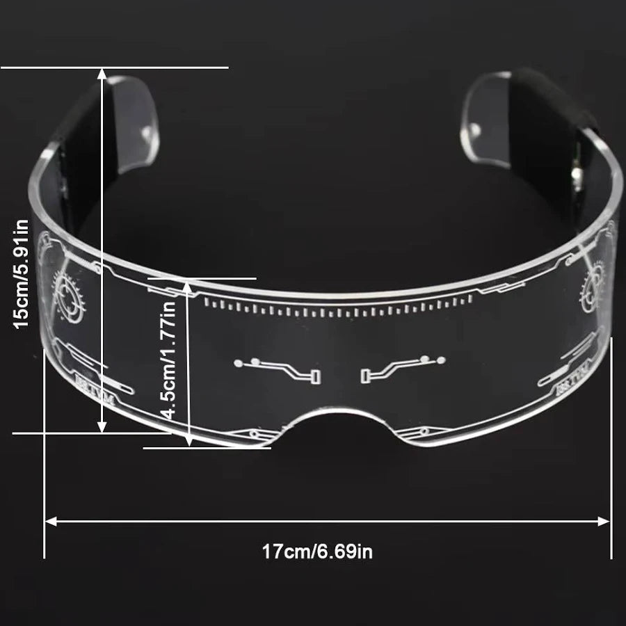 Zyoz™ Cyberpunk LED Wireless Visor Glasses – Futuristic Engraved Glowing Party Glasses