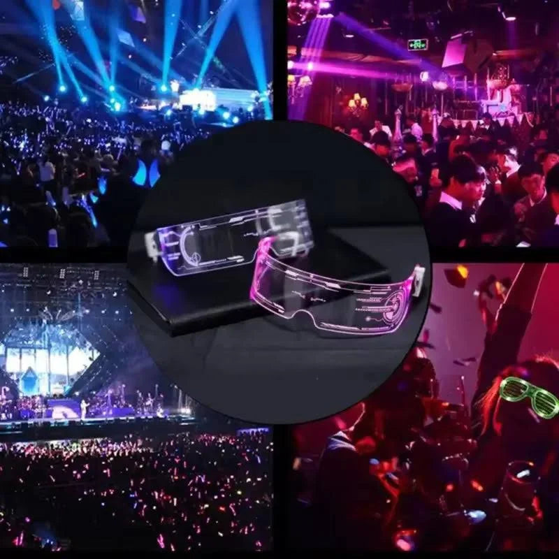 Zyoz™ Cyberpunk LED Wireless Visor Glasses – Futuristic Engraved Glowing Party Glasses