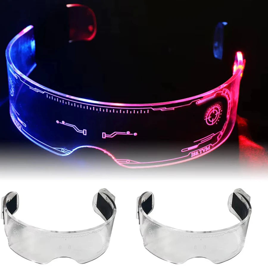 Zyoz™ Cyberpunk LED Wireless Visor Glasses – Futuristic Engraved Glowing Party Glasses