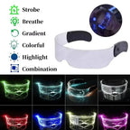 Zyoz™ Cyberpunk LED Wireless Visor Glasses – Futuristic Engraved Glowing Party Glasses