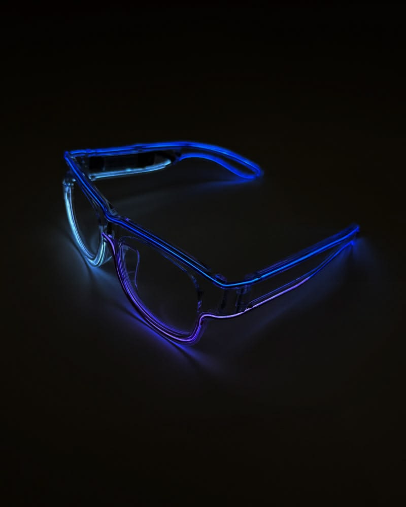Zyoz Neon EL Wire LED Glasses | Glow-in-the-Dark Light-Up Sunglasses for Raves & Festivals (BLACK LANCE)