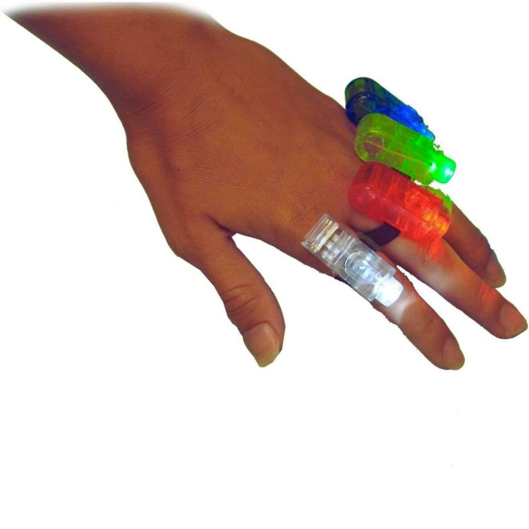 ZYOZ LED Party Finger Ring Lights (Pack of 4) - Ultimate Glow Party Favors for Kids and Adults - Light Up Finger Rings for Parties, Halloween, Raves, Concerts Main image