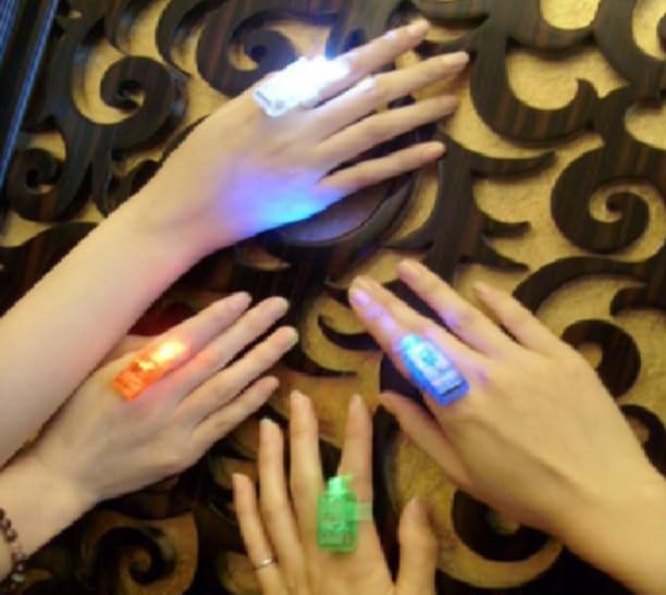 ZYOZ LED Party Finger Ring Lights (Pack of 4) - Ultimate Glow Party Favors for Kids and Adults - Light Up Finger Rings for Parties, Halloween, Raves, Concerts