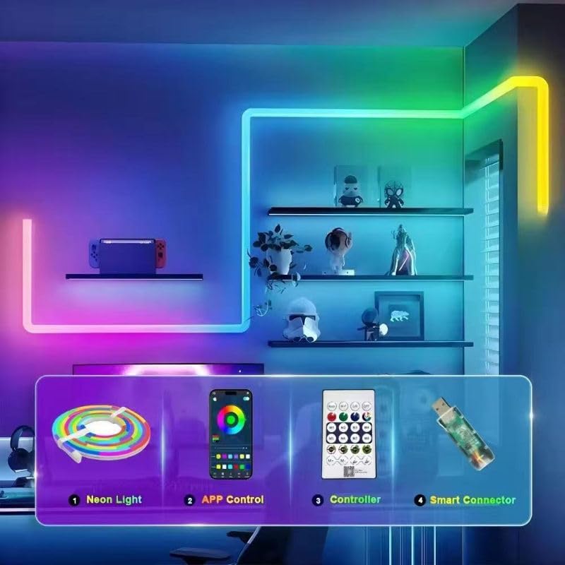 ZYOZ 5 Meter Smart RGB Neon LED Strip Lights with App & Remote | Music Sync Rope Light for Room, Gaming, Party, Diwali & Home Decoration Main image