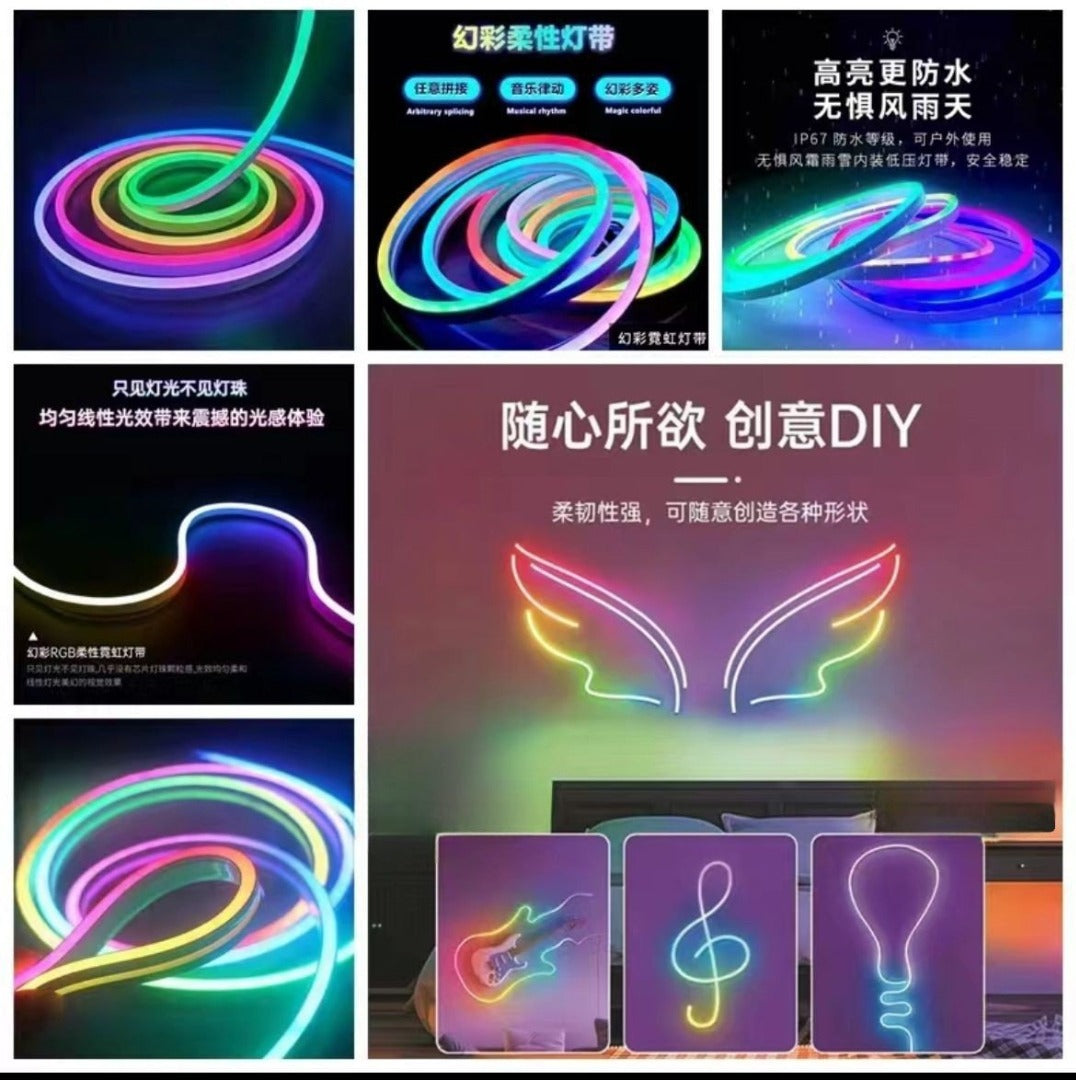 5 Meter Smart RGB Neon LED Strip Lights with App & Remote | Music Sync Rope Light for Room, Gaming, Party, Diwali & Home Decoration