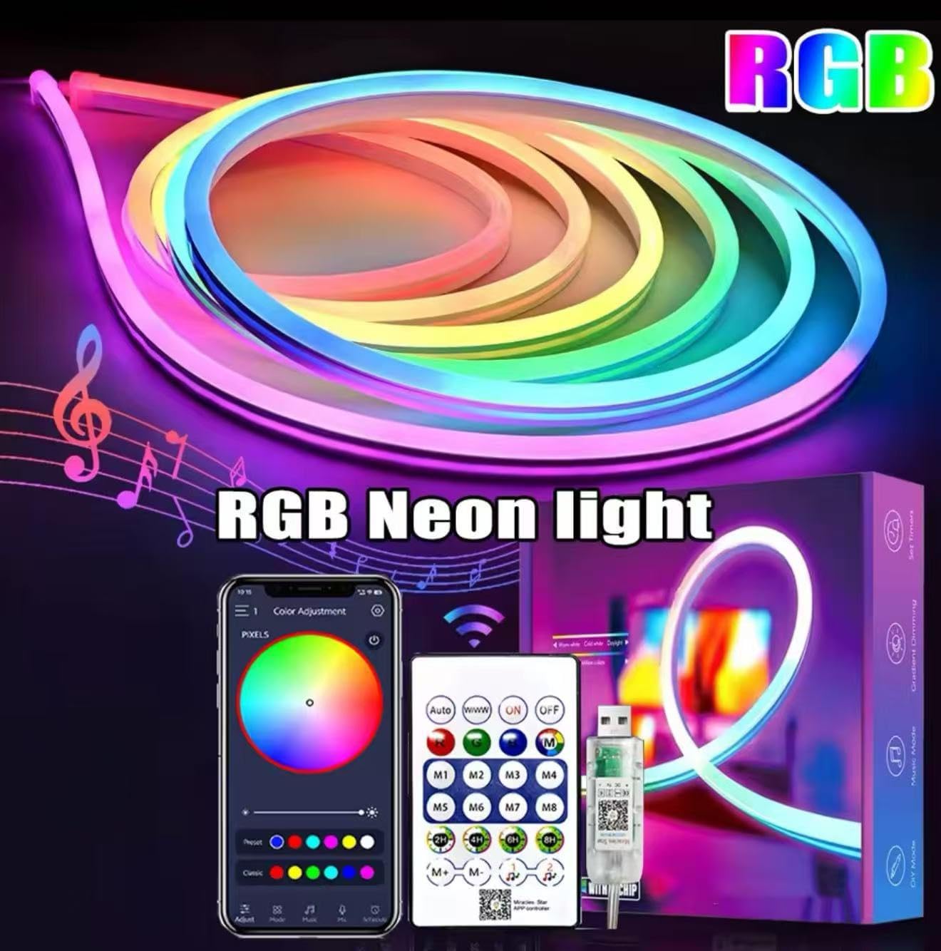 ZYOZ 5 Meter Smart RGB Neon LED Strip Lights with App & Remote | Music Sync Rope Light for Room, Gaming, Party, Diwali & Home Decoration Secondary image