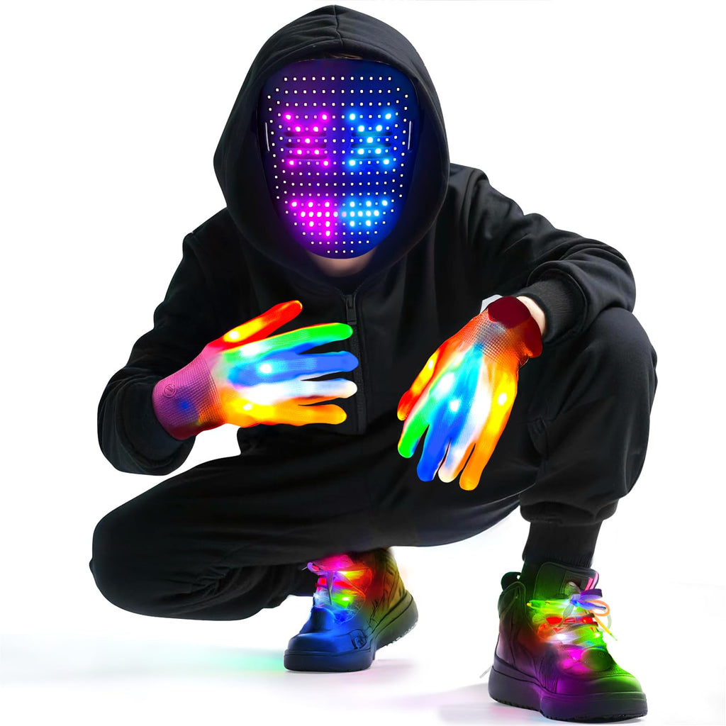 Led Mask Light up Mask with Gesture Sensing, Cool Glowing Toys Masks Great Gift for Halloween Christmas Costume Party
