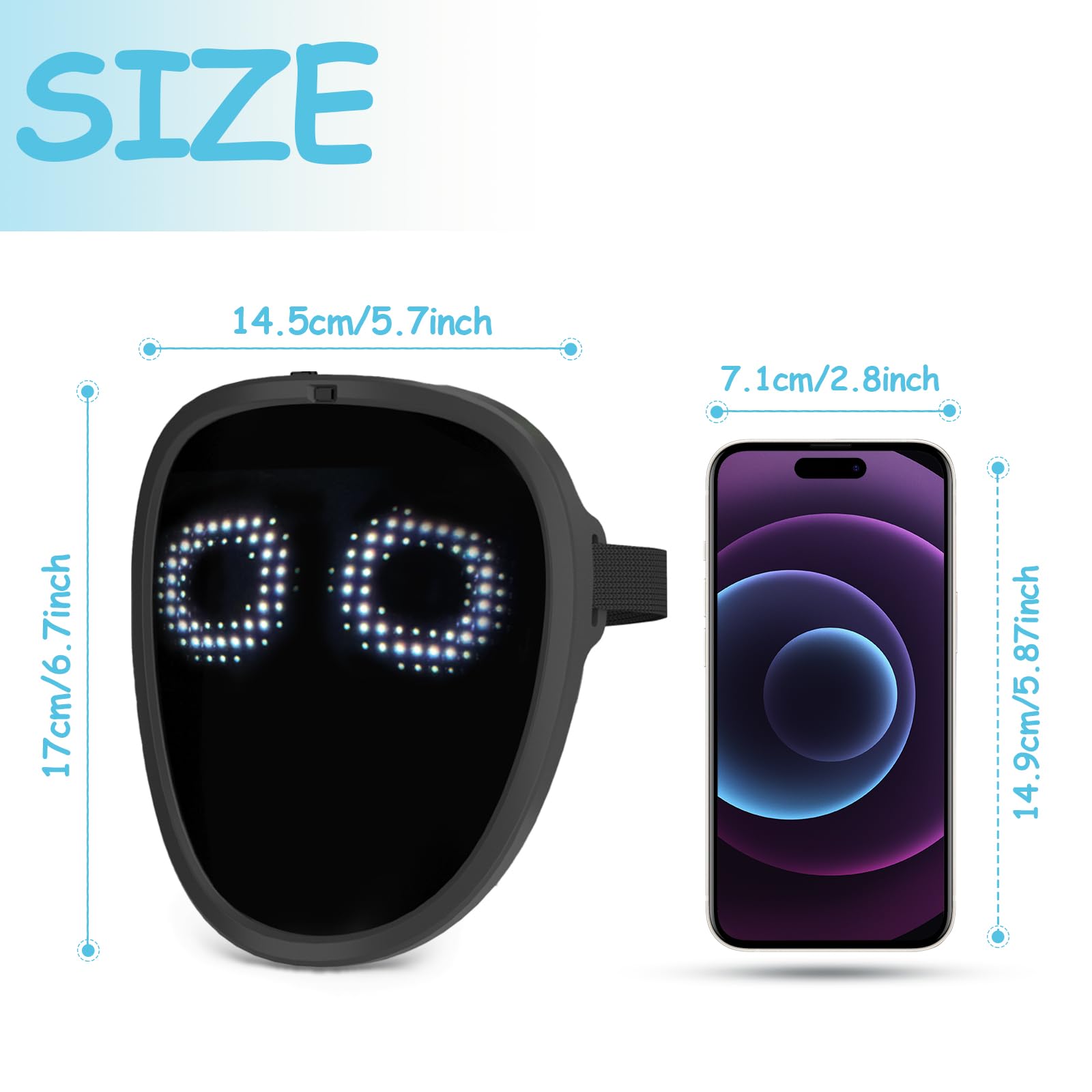 ZYOZ Led Mask Light up Mask with Gesture Sensing, Cool Glowing Toys Masks Great Gift for Halloween Christmas Costume Party Secondary image