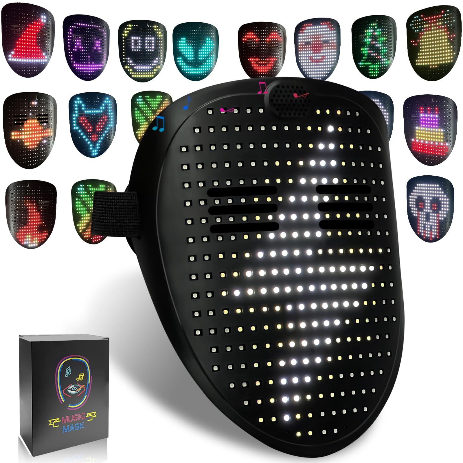 ZYOZ Led Mask Light up Mask with Gesture Sensing, Cool Glowing Toys Masks Great Gift for Halloween Christmas Costume Party Main image