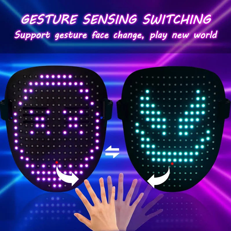 Led Mask Light up Mask with Gesture Sensing, Cool Glowing Toys Masks Great Gift for Halloween Christmas Costume Party Secondary image
