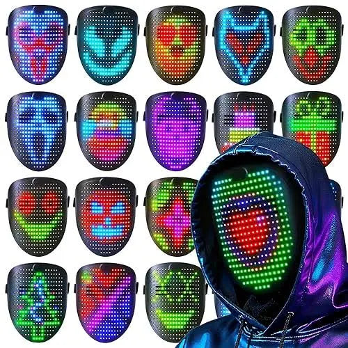 Led Mask Light up Mask with Gesture Sensing, Cool Glowing Toys Masks Great Gift for Halloween Christmas Costume Party