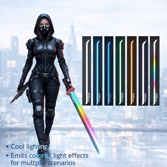 COSPLAY LED Sword with Mist Spray Mode, Flowing Dazzling Lights | Realistic Sound Effects, Powerful Battery | Full Protective Cover for Kids Role Play (Color As Per Stock) Secondary image