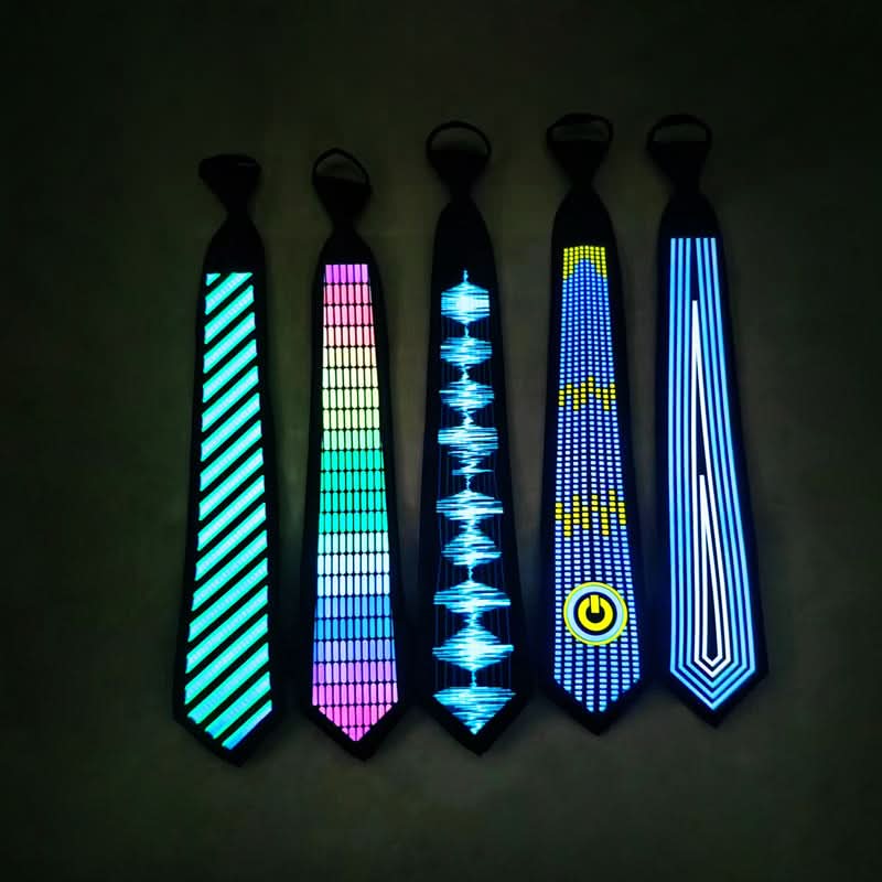 Neckties - Led Tie VoiceControlled LED Tie for Men Women Flashing Glow in the Dark Necktie Adjustable LightUp EL Wire Tie for Party Concerts Night Show Festivals