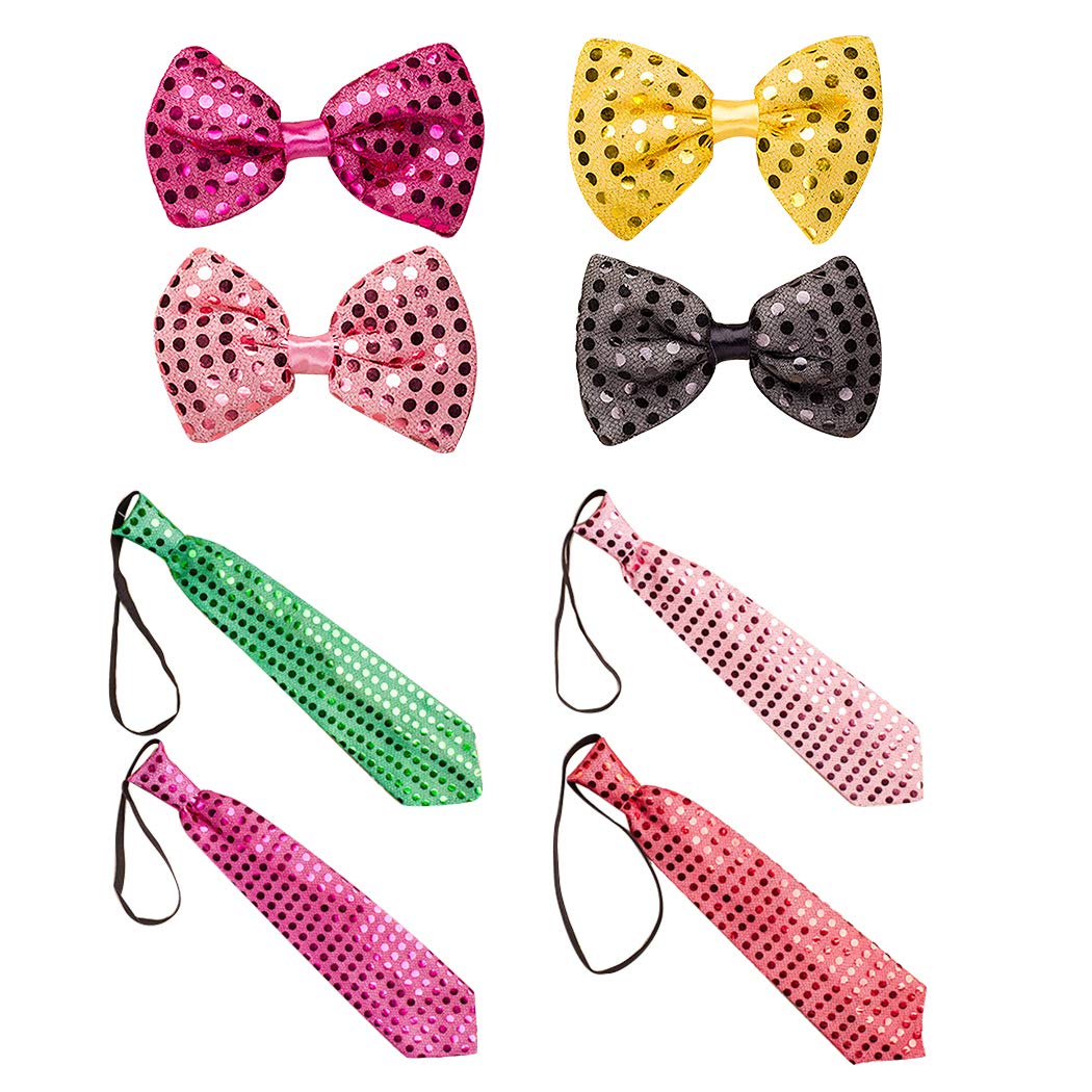 ZYOZ  Sequin Tie Set LED Light up Flashing Novelty Necktie Party Tie (random colour)