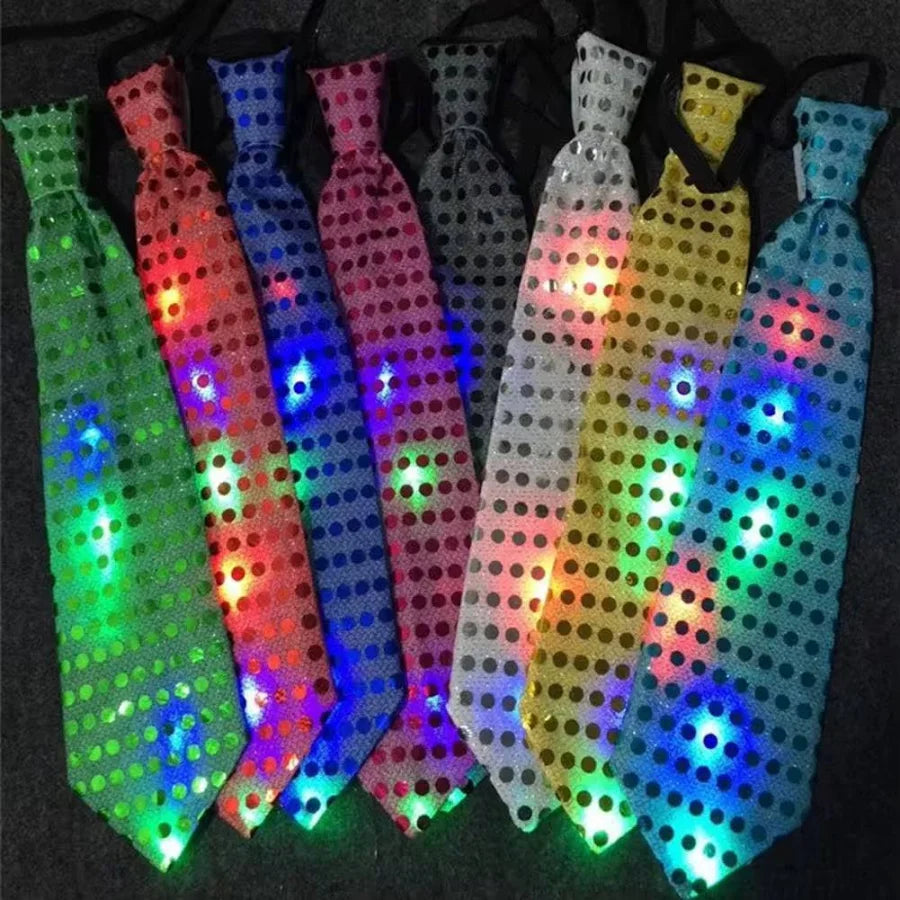 ZYOZ  Sequin Tie Set LED Light up Flashing Novelty Necktie Party Tie (random colour) Secondary image