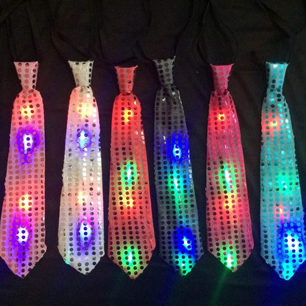 ZYOZ  Sequin Tie Set LED Light up Flashing Novelty Necktie Party Tie (random colour)