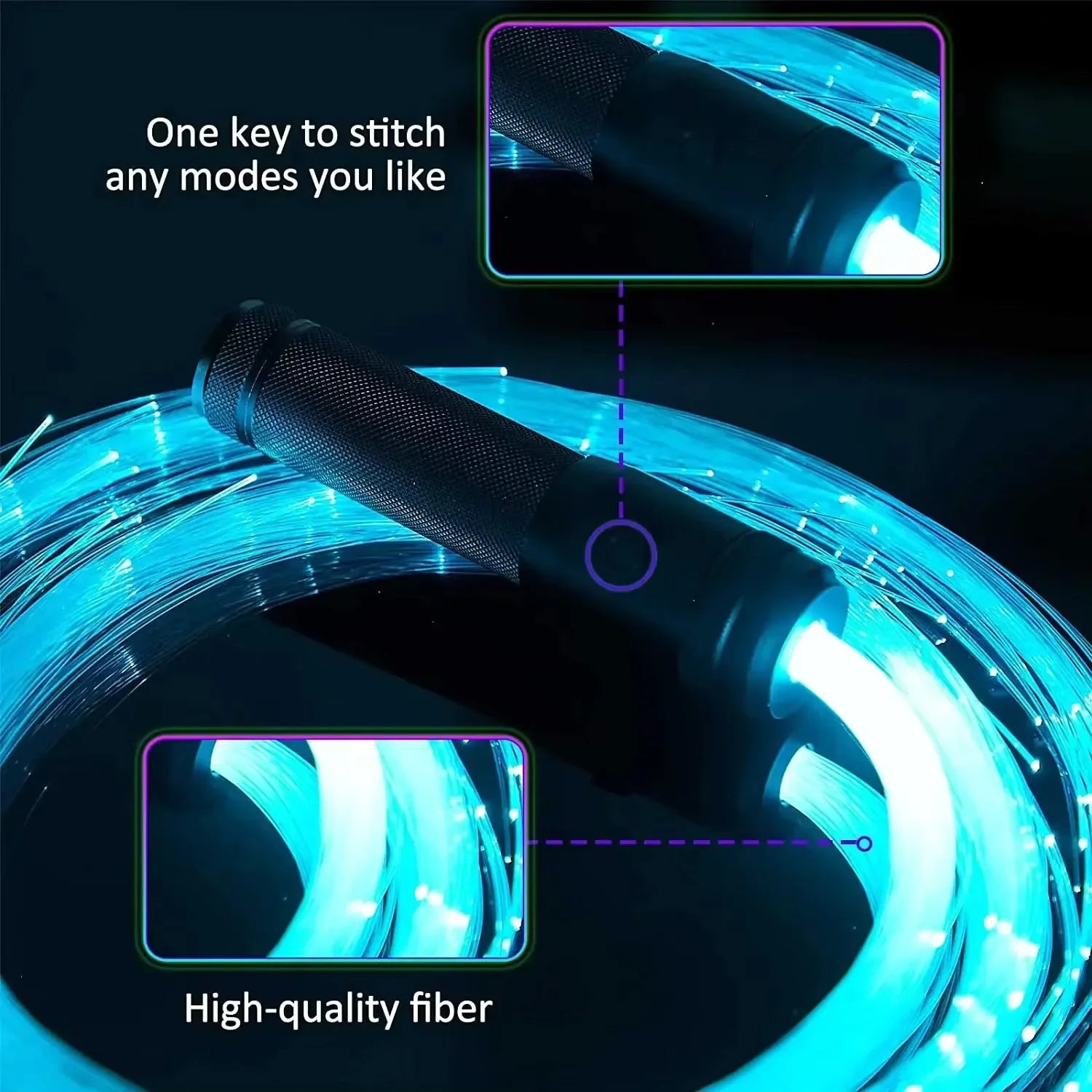 Led Fiber Optic Whips Bright Light Color for Rave Concerts Blue | 1 Fiber Optic Whips