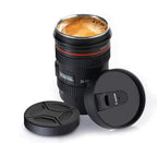 Camera Lens Mug with Lid | Stainless Steel Inner Coffee Cup | DSLR Lens Design Travel Mug | Unique Gift for Photographer, Men & Women | 350ml