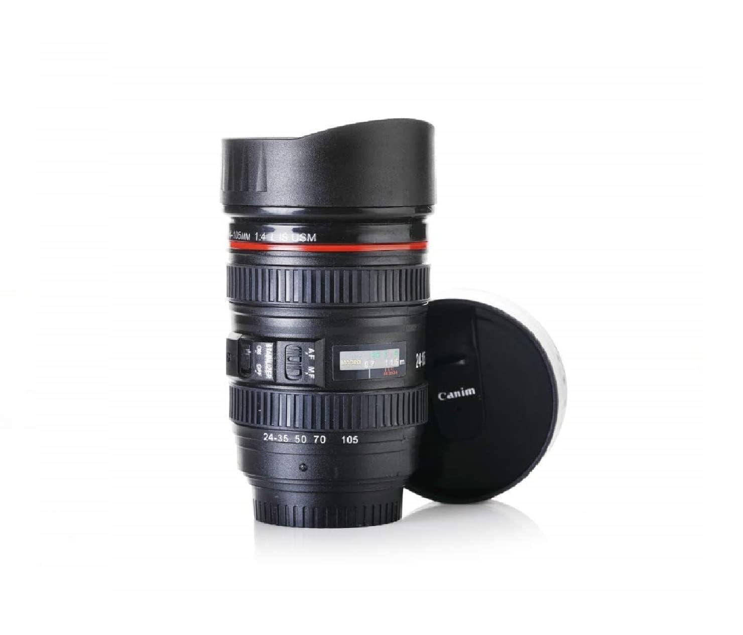 Camera Lens Mug with Lid | Stainless Steel Inner Coffee Cup | DSLR Lens Design Travel Mug | Unique Gift for Photographer, Men & Women | 350ml