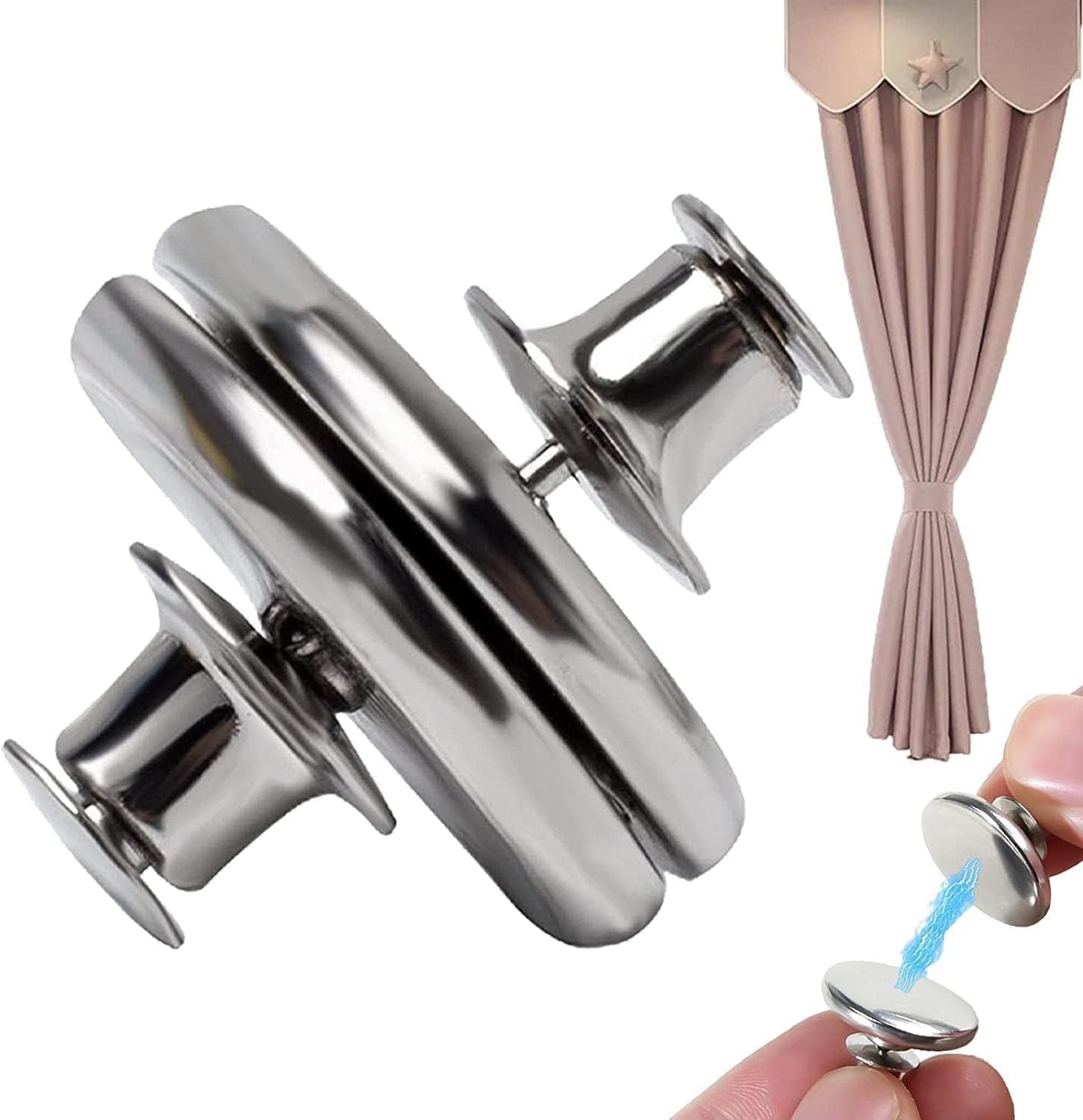 (6 Pairs) Curtain Magnets Closure, Magnetic Curtain Clips for Indoor Outdoor Curtains Prevent Light Leaking, Strong Curtain Weights Magnets for Pergola Patio Gazebo Cabana, Plus Size 0.98inch