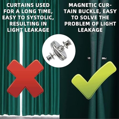 (6 Pairs) Curtain Magnets Closure, Magnetic Curtain Clips for Indoor Outdoor Curtains Prevent Light Leaking, Strong Curtain Weights Magnets for Pergola Patio Gazebo Cabana, Plus Size 0.98inch