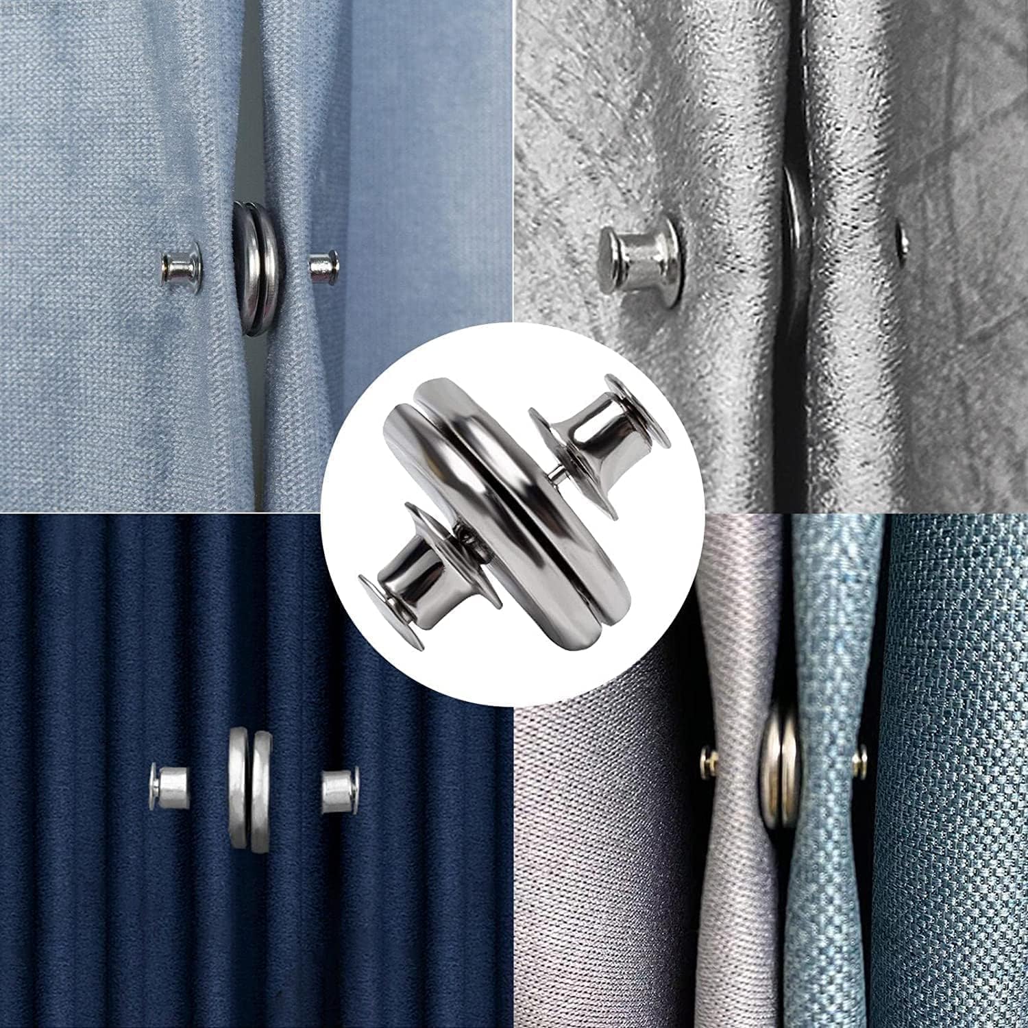 (6 Pairs) Curtain Magnets Closure, Magnetic Curtain Clips for Indoor Outdoor Curtains Prevent Light Leaking, Strong Curtain Weights Magnets for Pergola Patio Gazebo Cabana, Plus Size 0.98inch