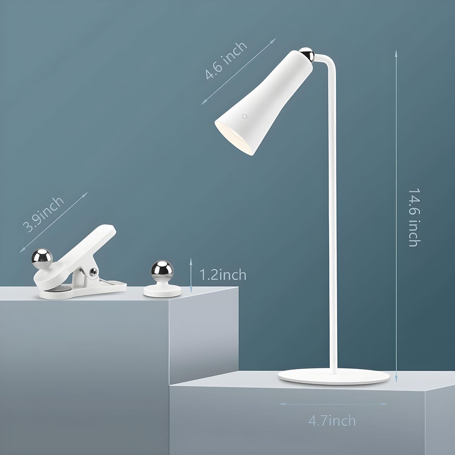 ZYOZ magnetic table lamp Rechargeable LED Desk Lamp with Magnetic Base & Clip - Dimmable 360 Degree Rotating USB C Table Lamp, Portable Reading Light Flashlight for Study Bedroom Office