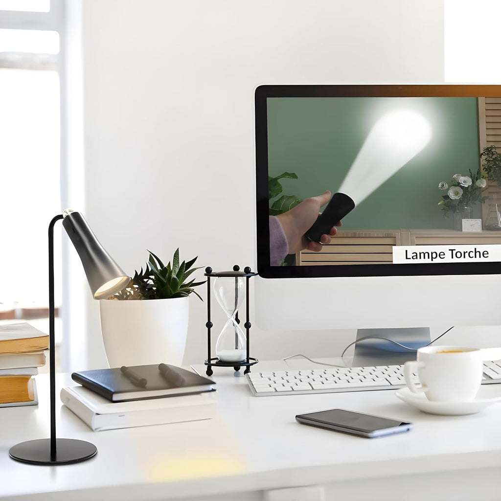 ZYOZ magnetic table lamp Rechargeable LED Desk Lamp with Magnetic Base & Clip - Dimmable 360 Degree Rotating USB C Table Lamp, Portable Reading Light Flashlight for Study Bedroom Office
