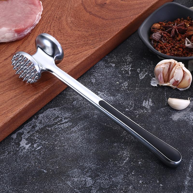 Meat Hammer Heavy Chicken Chop Beef Pork Lamb Tenderizer Kitchen Stainless Steel Cooking Tools Dishwasher Safe Marinated Heavy Duty Food Hammer, Double-Sided Meat Hammer