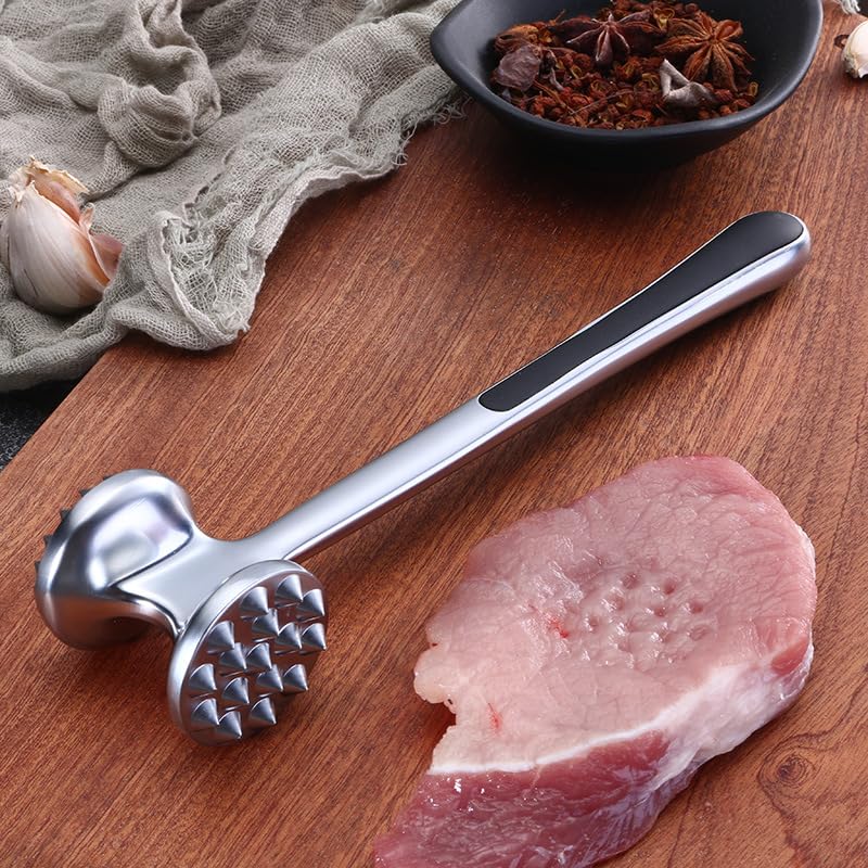 Meat Hammer Heavy Chicken Chop Beef Pork Lamb Tenderizer Kitchen Stainless Steel Cooking Tools Dishwasher Safe Marinated Heavy Duty Food Hammer, Double-Sided Meat Hammer