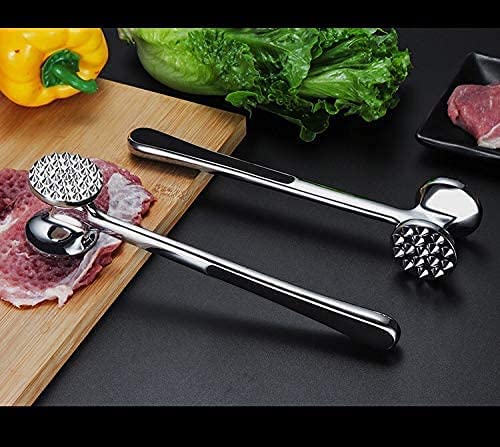 Meat Hammer Heavy Chicken Chop Beef Pork Lamb Tenderizer Kitchen Stainless Steel Cooking Tools Dishwasher Safe Marinated Heavy Duty Food Hammer, Double-Sided Meat Hammer