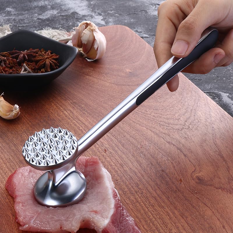 Meat Hammer Heavy Chicken Chop Beef Pork Lamb Tenderizer Kitchen Stainless Steel Cooking Tools Dishwasher Safe Marinated Heavy Duty Food Hammer, Double-Sided Meat Hammer