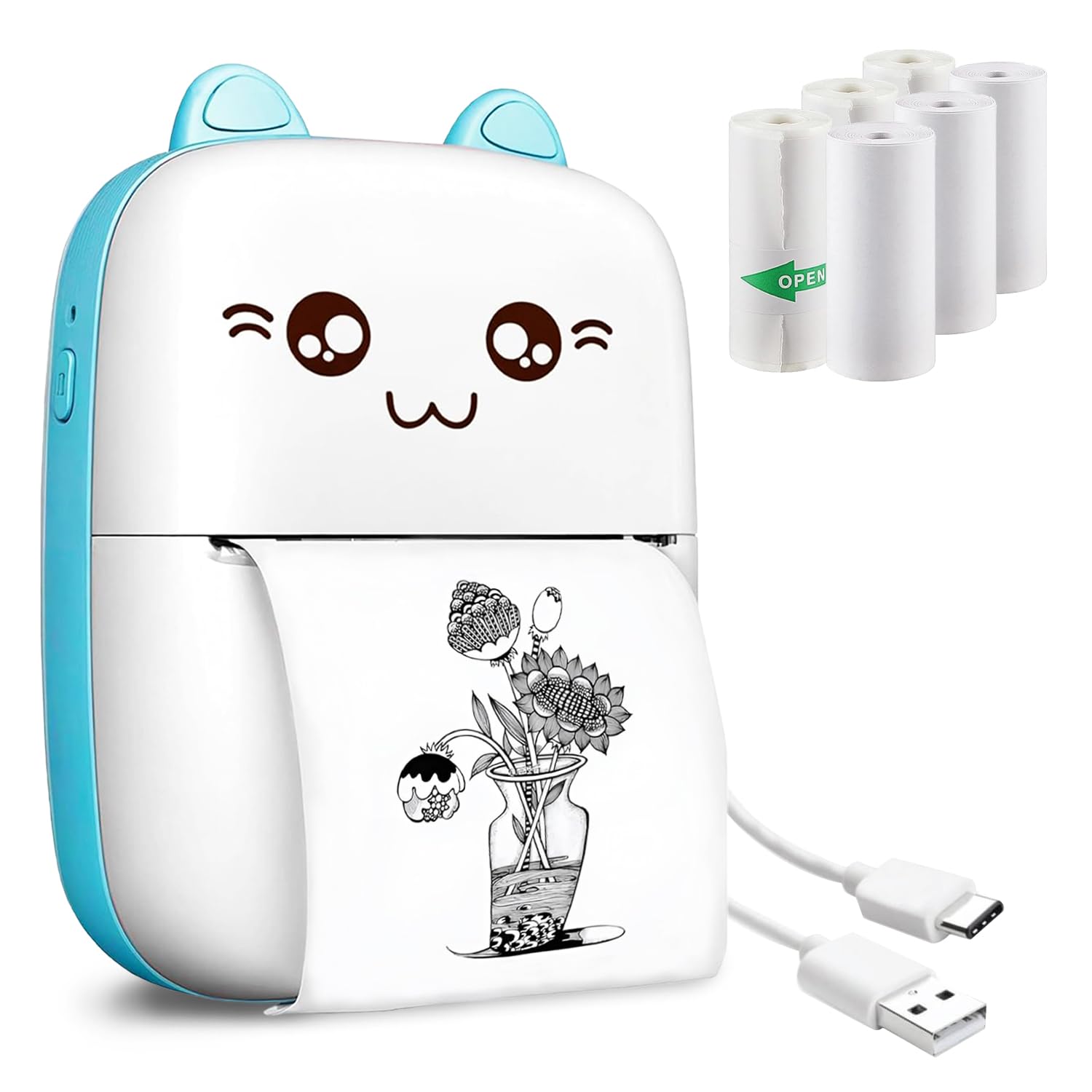 Mini Portable Thermal Printer – Bluetooth Pocket Printer for Kids & Adults, 57mm Inkless Photo & Label Printer with  Prints B&W Notes & Stickers (Assorted) Main image
