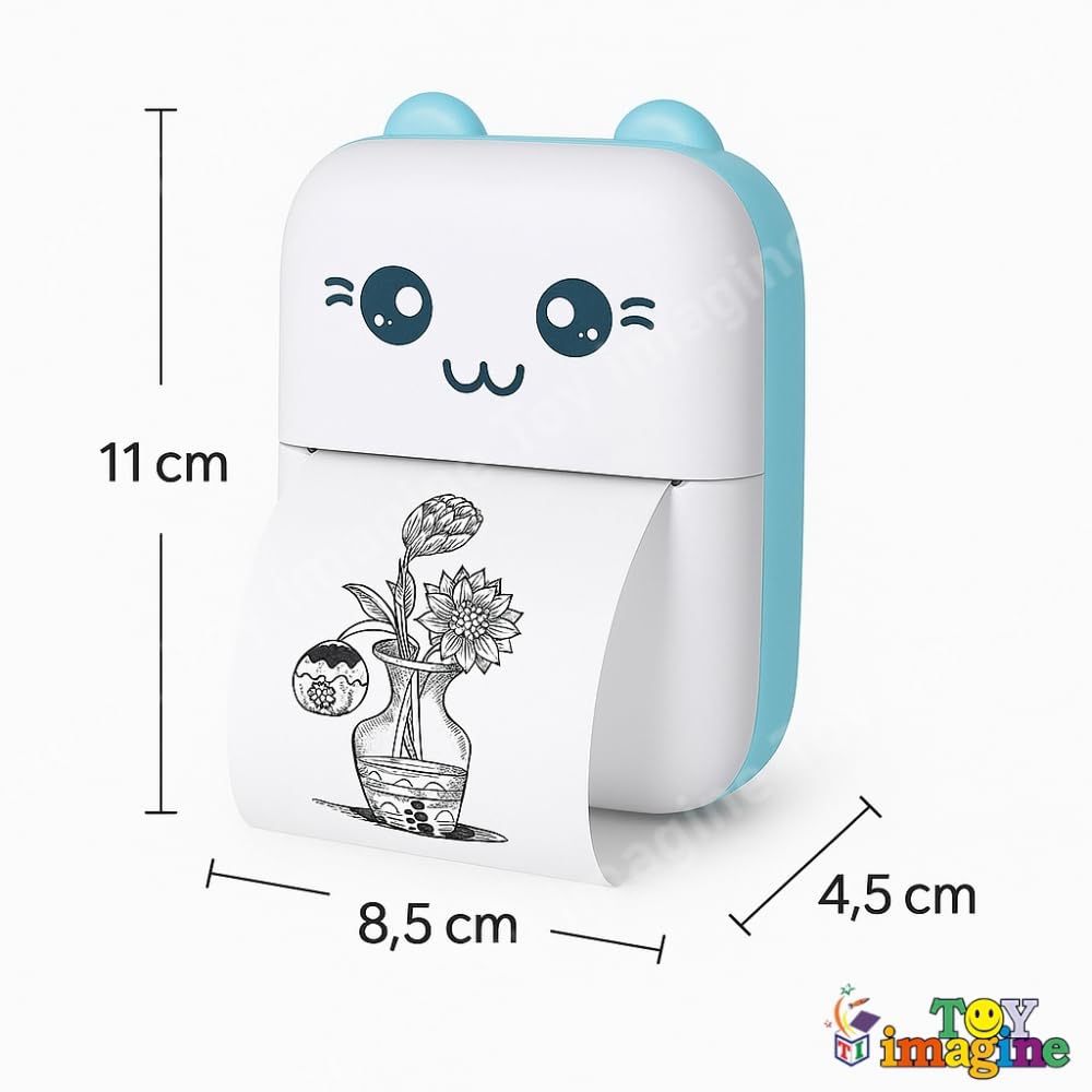 Mini Portable Thermal Printer – Bluetooth Pocket Printer for Kids & Adults, 57mm Inkless Photo & Label Printer with  Prints B&W Notes & Stickers (Assorted)
