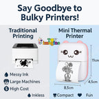 Mini Portable Thermal Printer – Bluetooth Pocket Printer for Kids & Adults, 57mm Inkless Photo & Label Printer with  Prints B&W Notes & Stickers (Assorted)