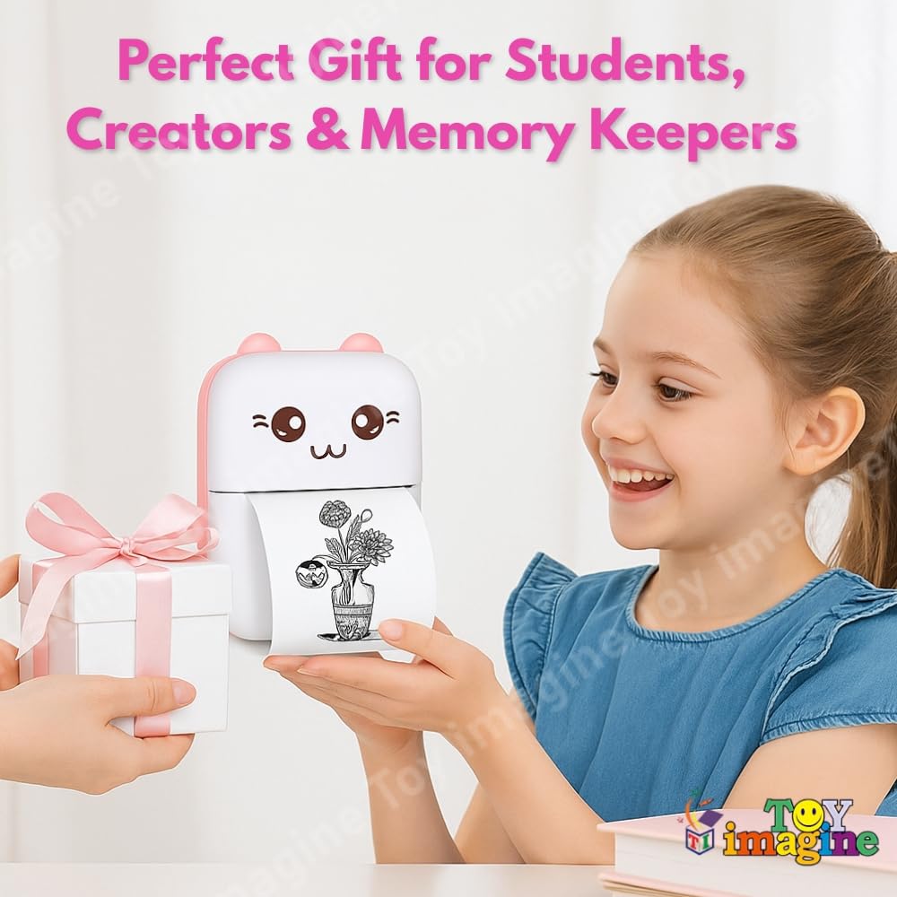 Mini Portable Thermal Printer – Bluetooth Pocket Printer for Kids & Adults, 57mm Inkless Photo & Label Printer with  Prints B&W Notes & Stickers (Assorted)