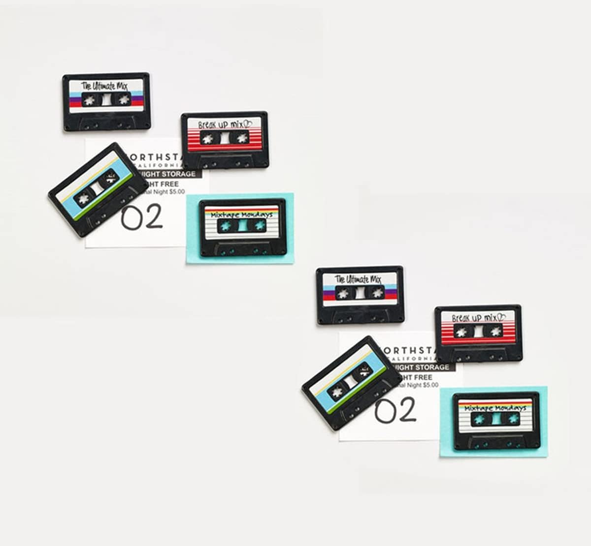4.2 x 3 cm  Mix Tape Fridge Magnet Disc Record Cassette Tape Message Sticker, Record Fridge Magnet Strong Magnetic Sticker Decor for Crafts, Kitchen, Office Whiteboard, Cabinet- 4pcs (Random) Main image