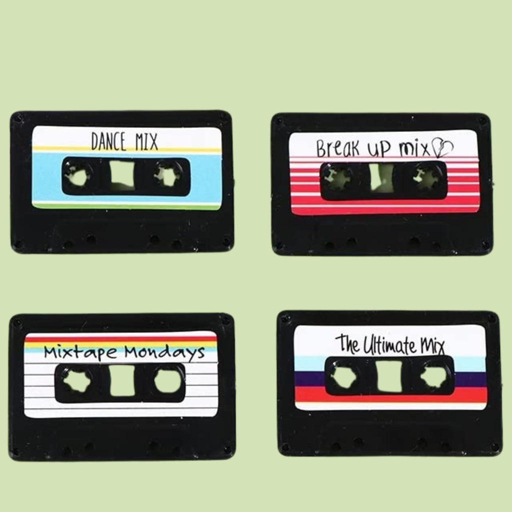 4.2 x 3 cm  Mix Tape Fridge Magnet Disc Record Cassette Tape Message Sticker, Record Fridge Magnet Strong Magnetic Sticker Decor for Crafts, Kitchen, Office Whiteboard, Cabinet- 4pcs (Random)