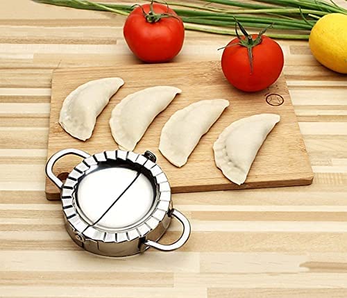 Momos Maker, Stainless Steel Dumpling Press, Pierogi Mold - Wonton Mould, Easy-Tool for Dumpling Wrapper Dough Stamp Cutter Pastry Pie Kitchen Making Tools - Silver, 1pc.