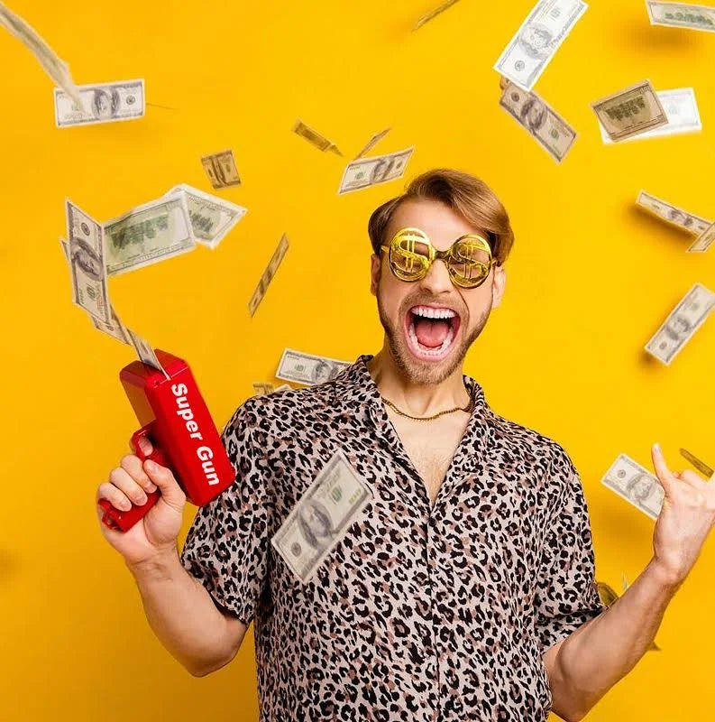 Money Gun Toy – Cash Shooter Gun with Fake Dollar Notes, Party Money Blaster for Weddings, Birthdays, Clubs & Fun Events Random 1pc