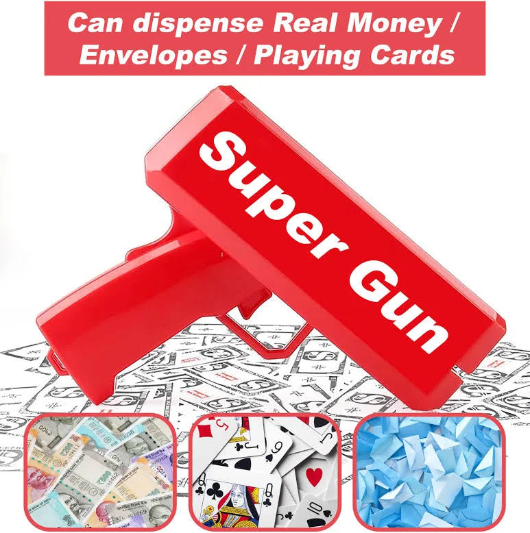 Money Gun Toy – Cash Shooter Gun with Fake Dollar Notes, Party Money Blaster for Weddings, Birthdays, Clubs & Fun Events Random 1pc