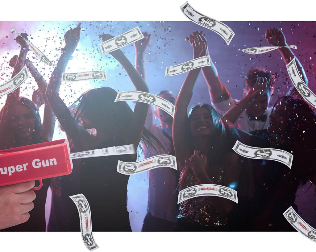 Money Gun Toy – Cash Shooter Gun with Fake Dollar Notes, Party Money Blaster for Weddings, Birthdays, Clubs & Fun Events Random 1pc