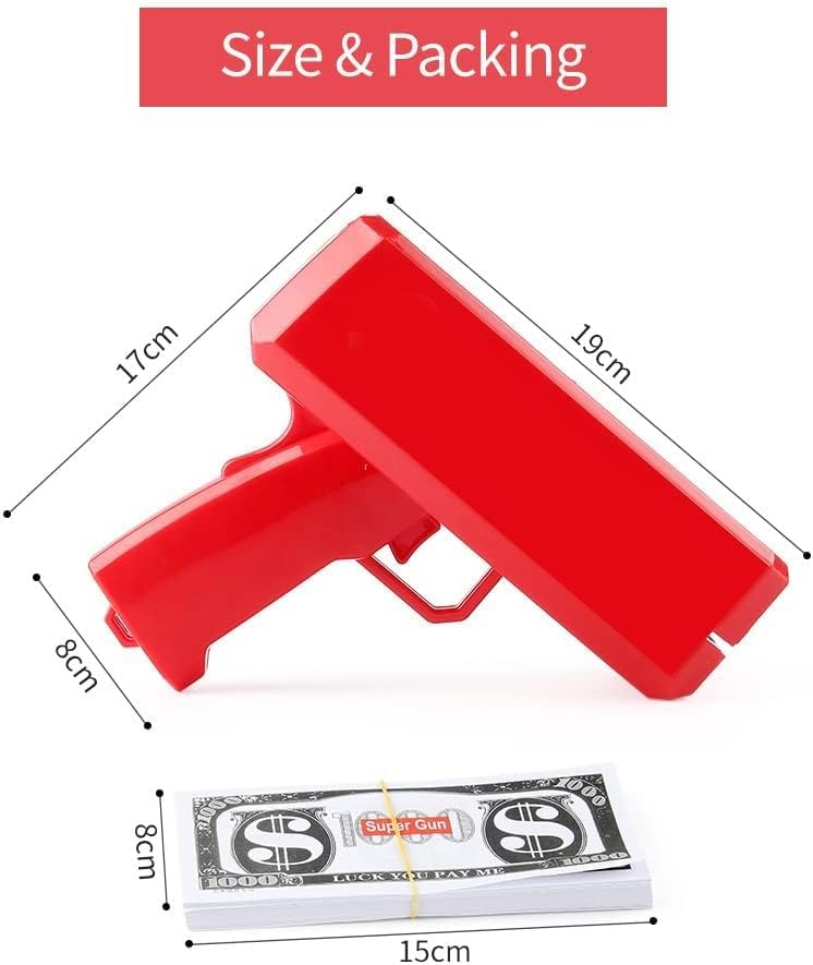 Money Gun Toy – Cash Shooter Gun with Fake Dollar Notes, Party Money Blaster for Weddings, Birthdays, Clubs & Fun Events Random 1pc